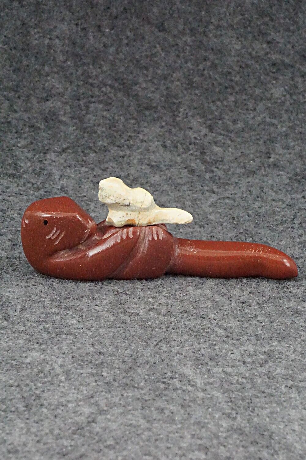 Otter with Pup Zuni Fetish Carving - Justin Red Elk