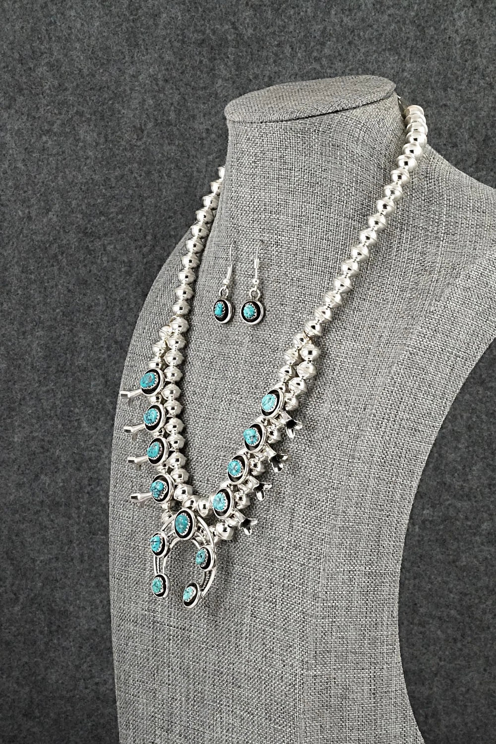 Turquoise & Sterling Silver Squash Blossom Set - Phil Garcia