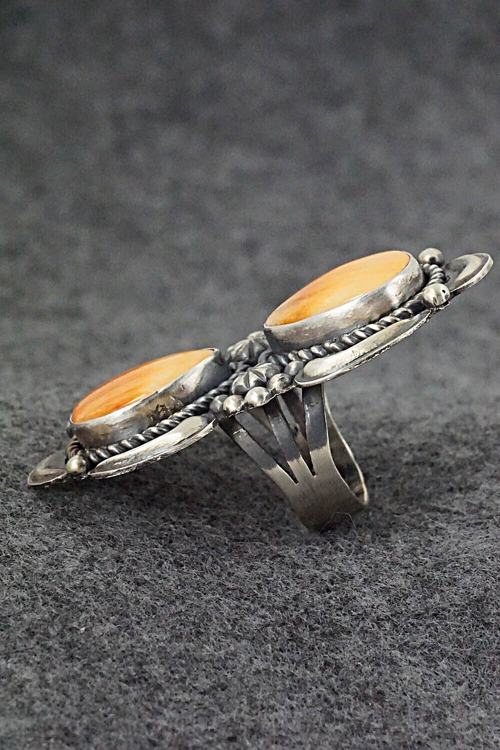 Spiny Oyster & Sterling Silver Ring - Jeff James - Size 8