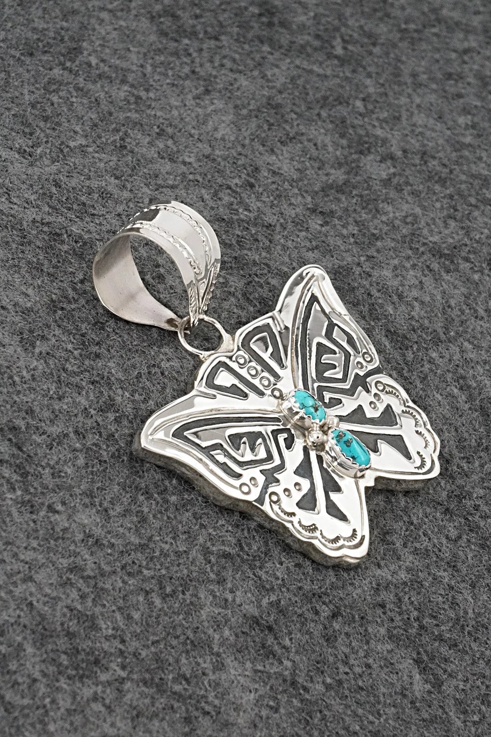 Turquoise & Sterling Silver Pendant - Alonzo Mariano