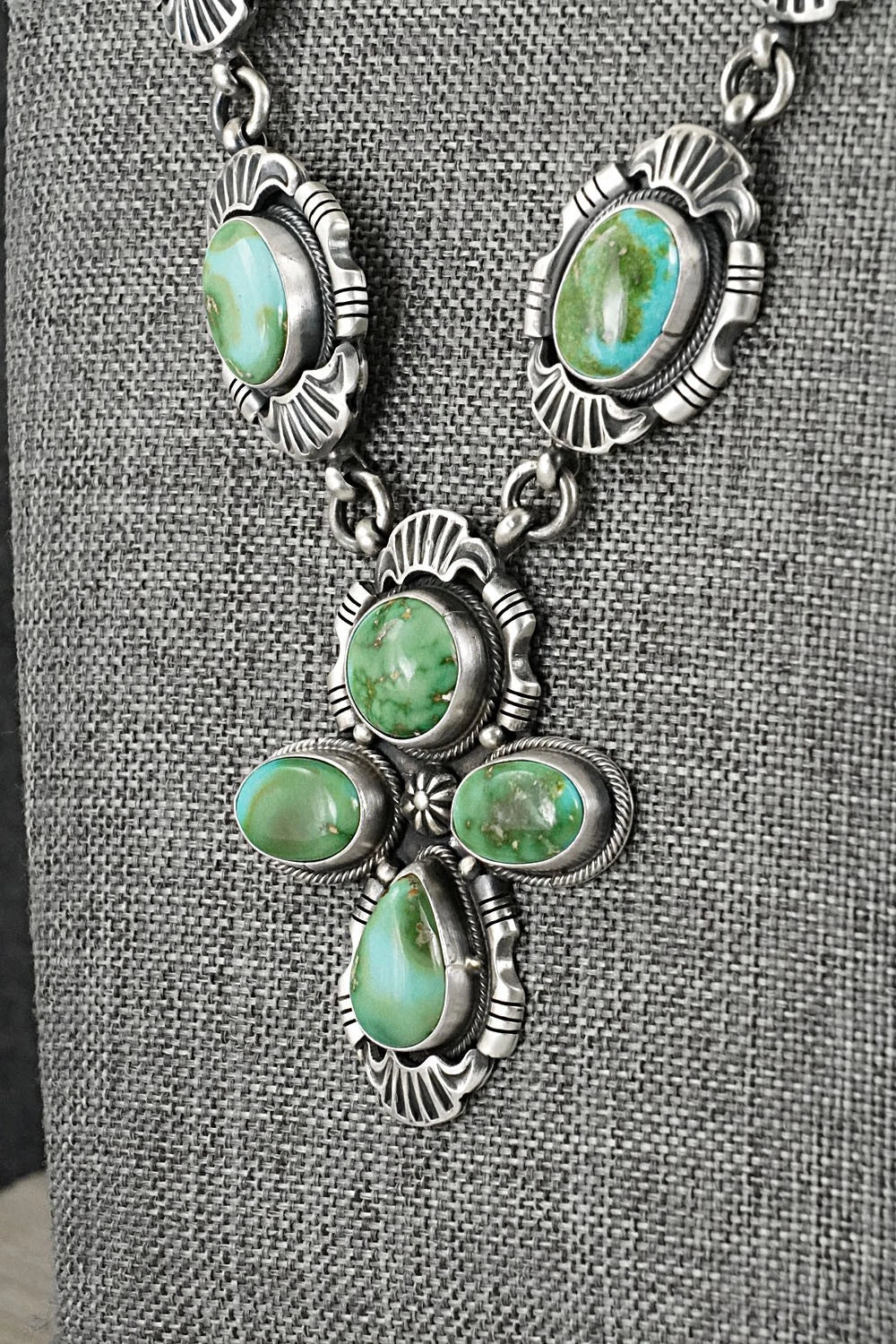 Turquoise & Sterling Silver Necklace and Earrings Set - Jackson Hoskie