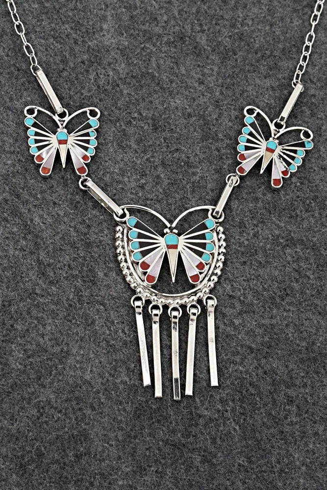 Multi-Stone & Sterling Silver Inlay Necklace Set - Adrian Wallace