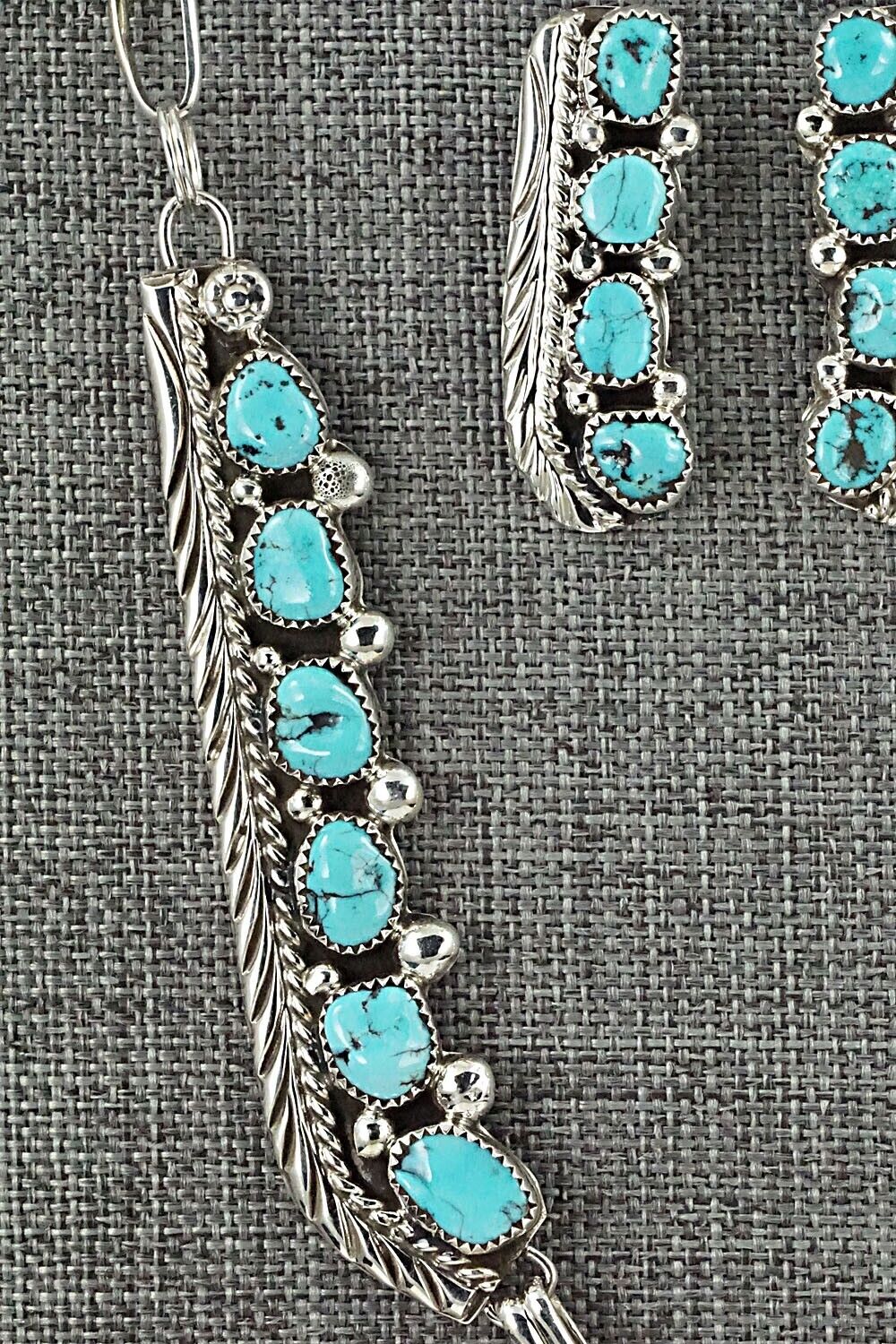 Turquoise & Sterling Silver Necklace and Earrings Set - Darlene Begay