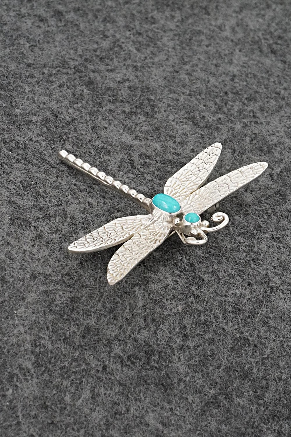 Turquoise & Sterling Silver Pendant/Pin - Lee Charley