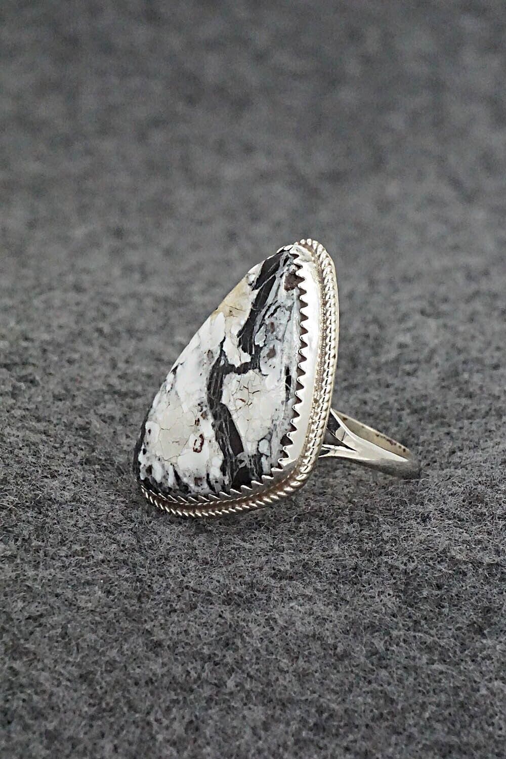 White Buffalo & Sterling Silver Ring - Ernest Hawthorne - Size 7.75