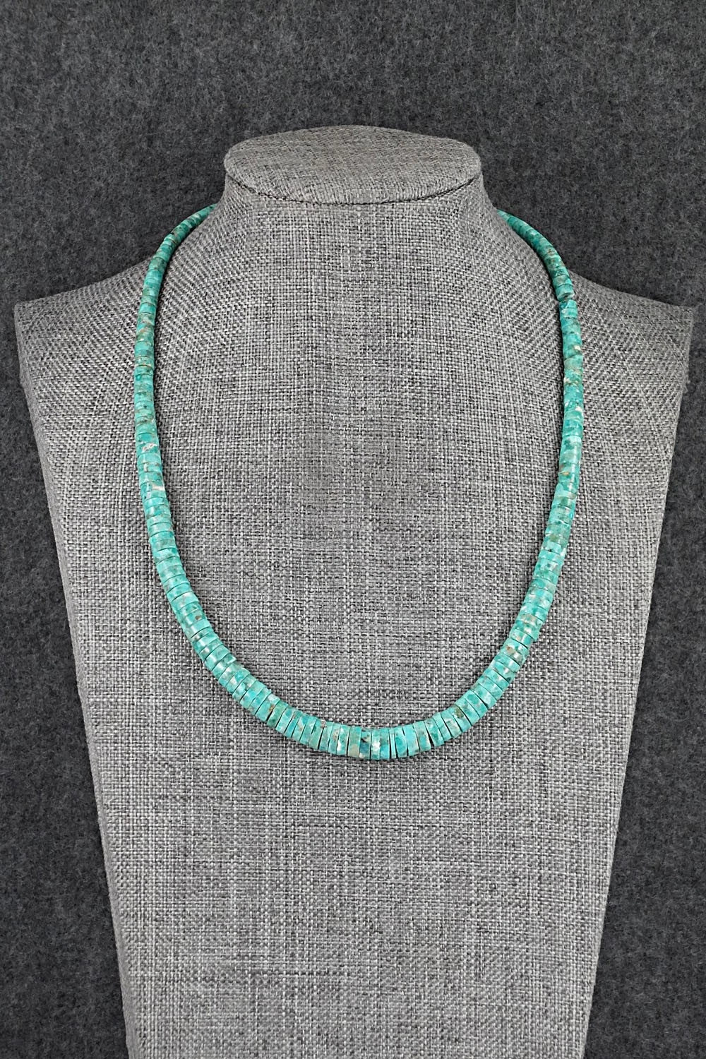 Turquoise & Sterling Silver Necklace 17" - Doreen Jake