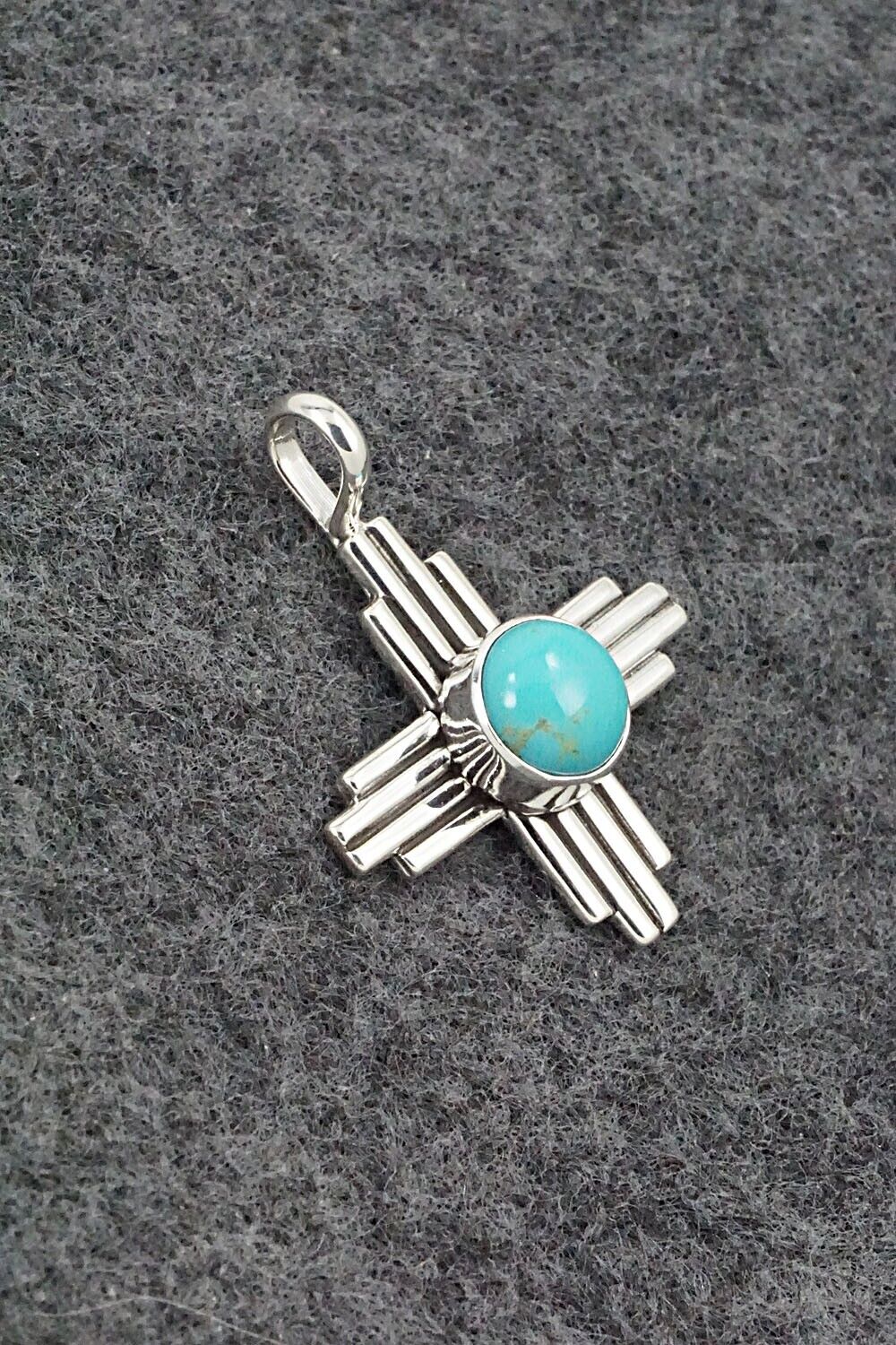 Turquoise and Sterling Silver Pendant - Raymond Coriz