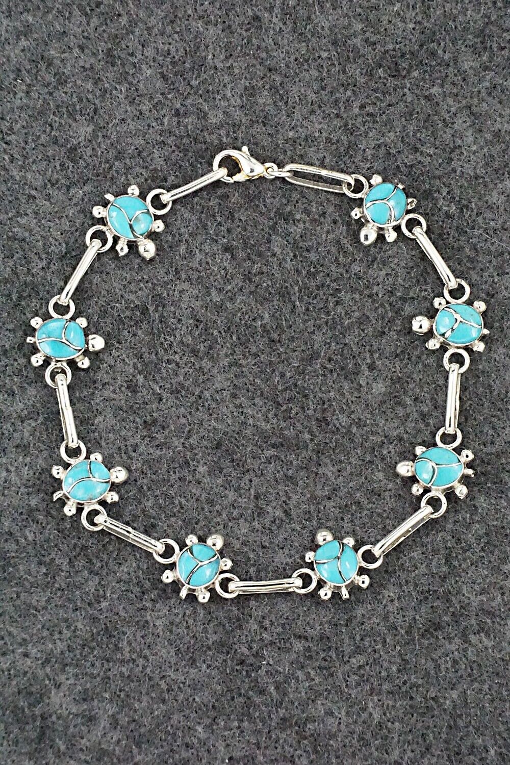 Turquoise & Sterling Silver Link Bracelet - Rebecca Lalio