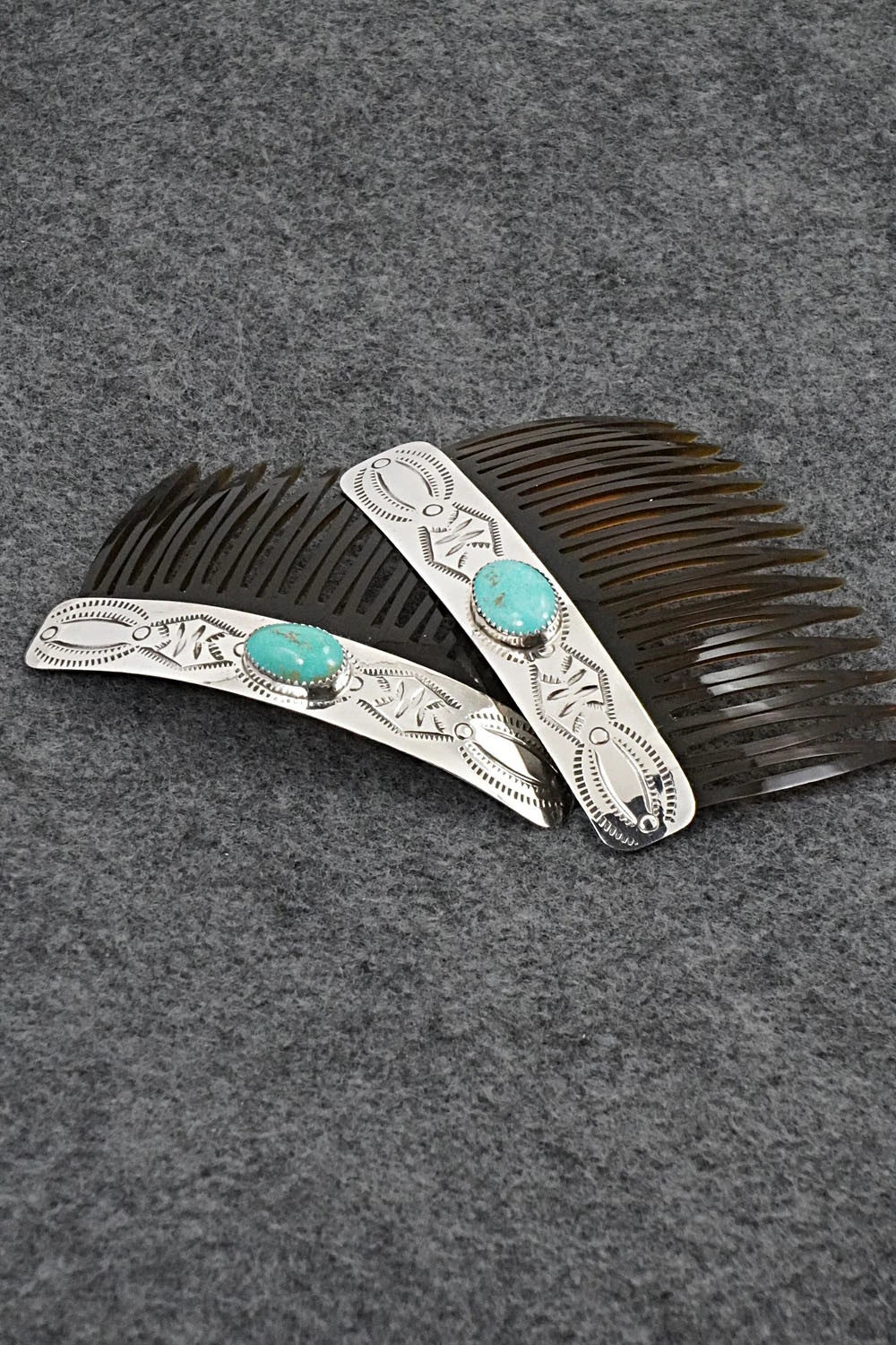 Turquoise & Sterling Silver Hair Combs - Jolene Begay
