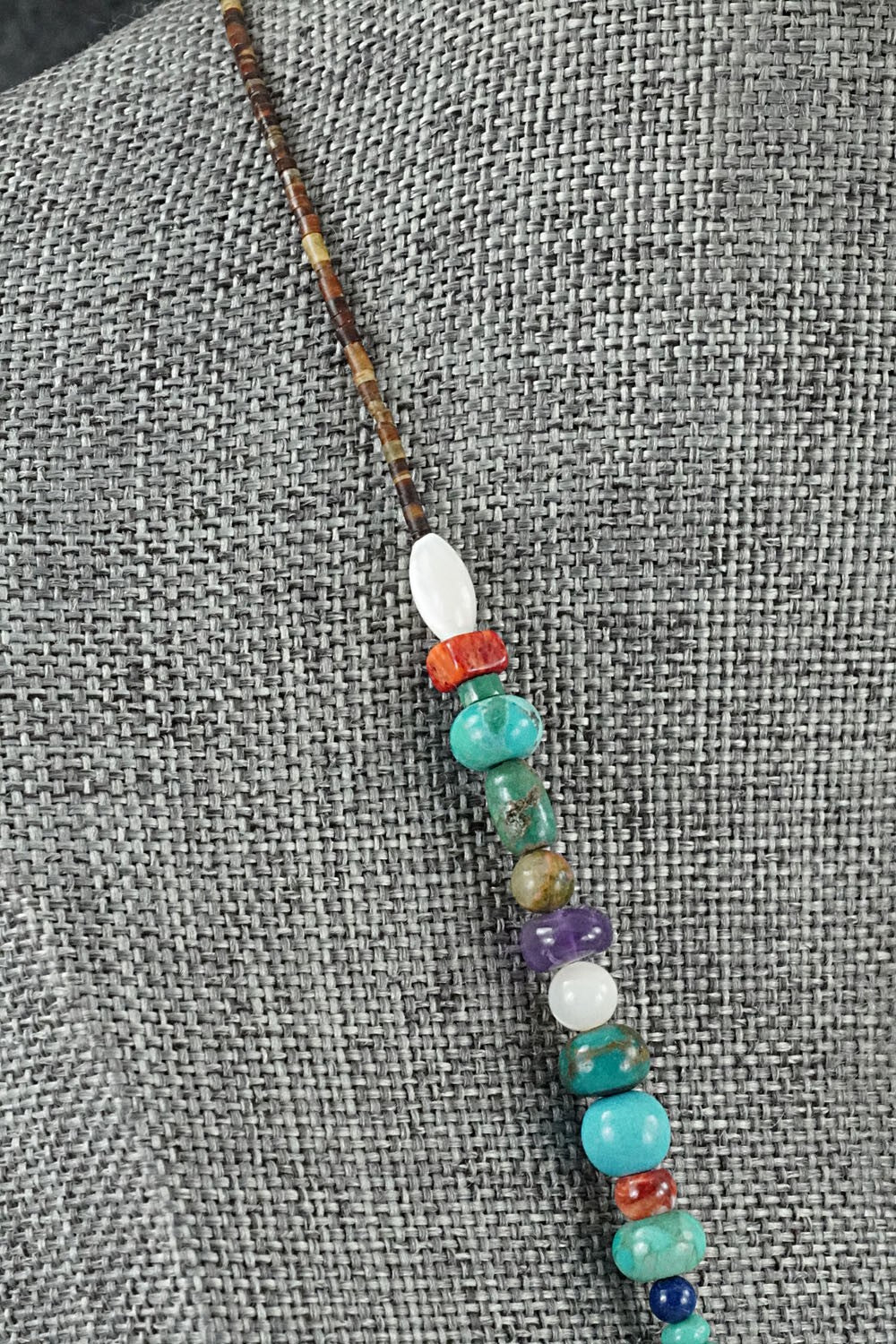 Multi-Stone & Sterling Silver Necklace 18" - Helen Tsosie