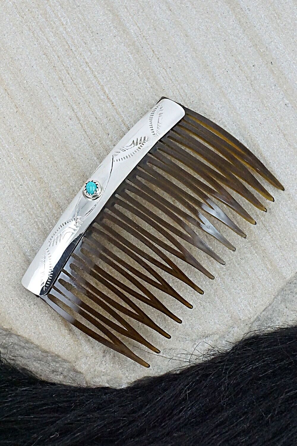 Turquoise & Sterling Silver Hair Combs - Randall Dalgai