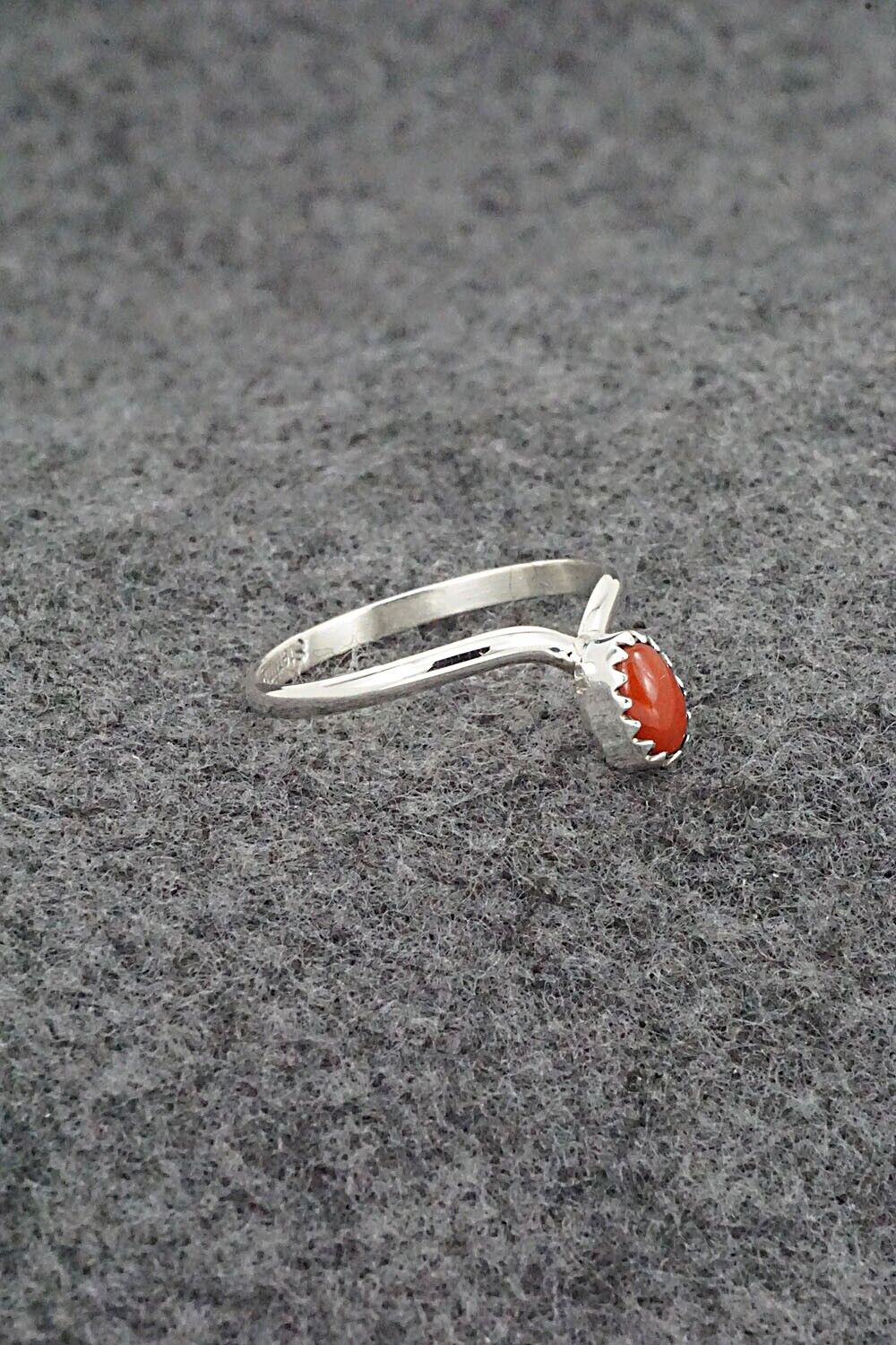 Coral & Sterling Silver Ring - Hiram Largo - Size 8