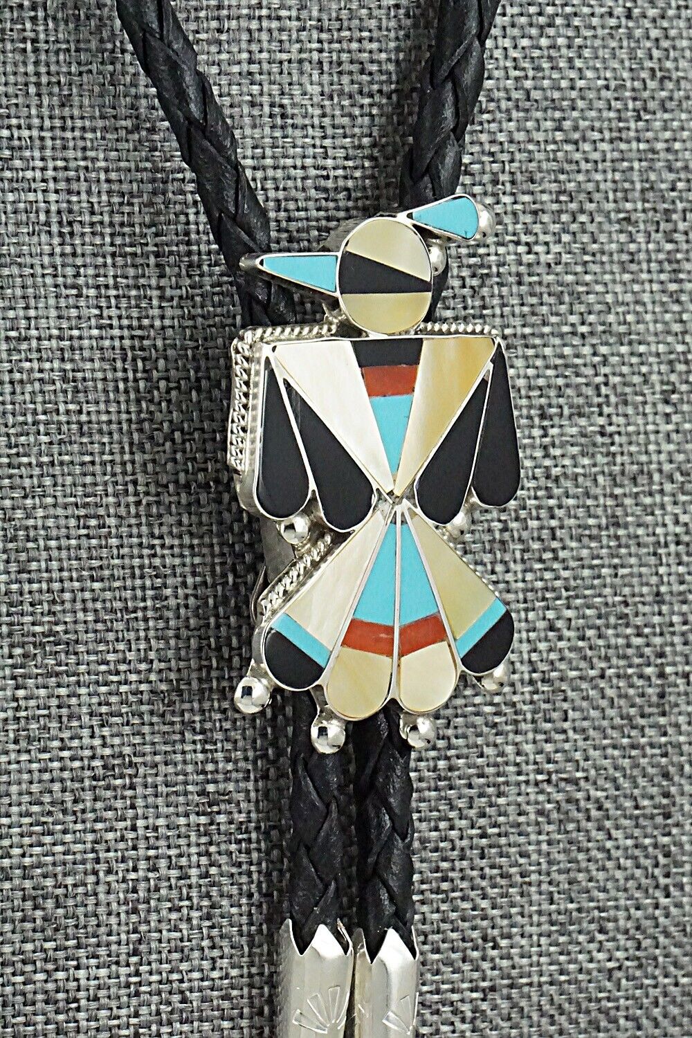 Multi-Stone & Sterling Silver Inlay Bolo Tie - Favian Cellicion