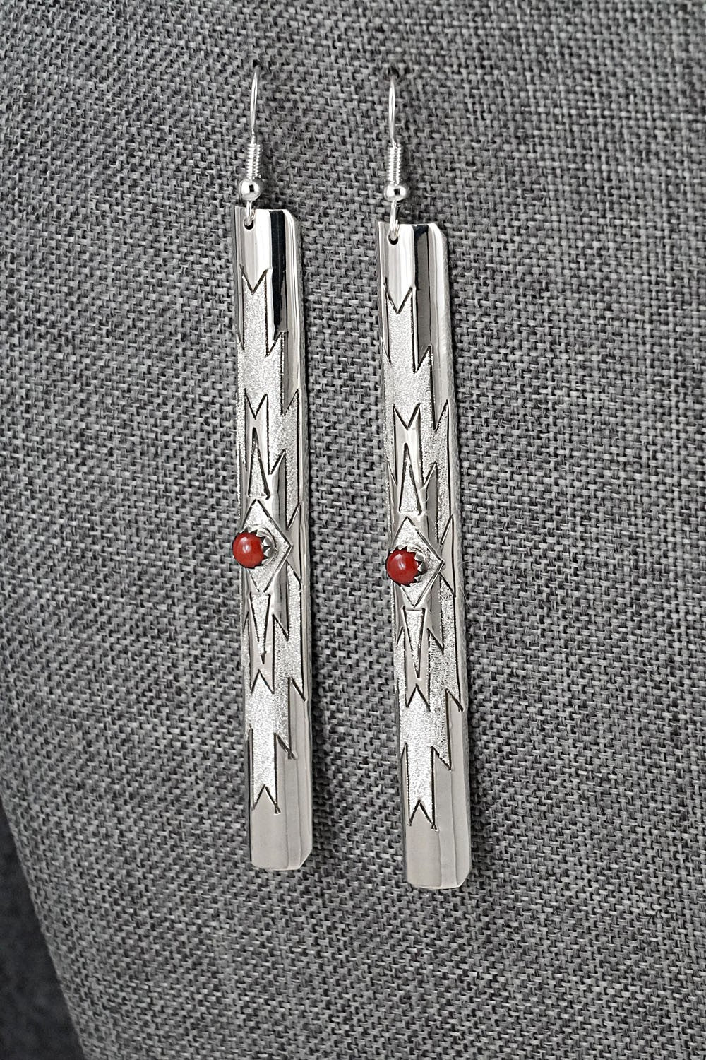 Coral & Sterling Silver Earrings - Zane Tahe