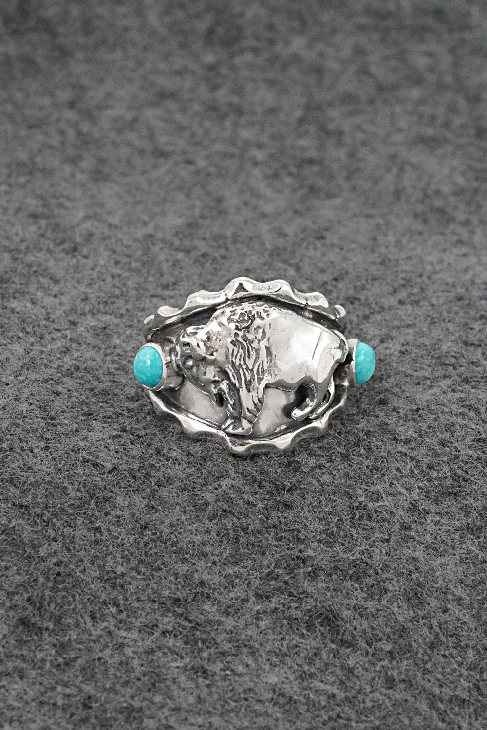Turquoise & Sterling Silver Ring - Genevieve Francisco - Size 12.5