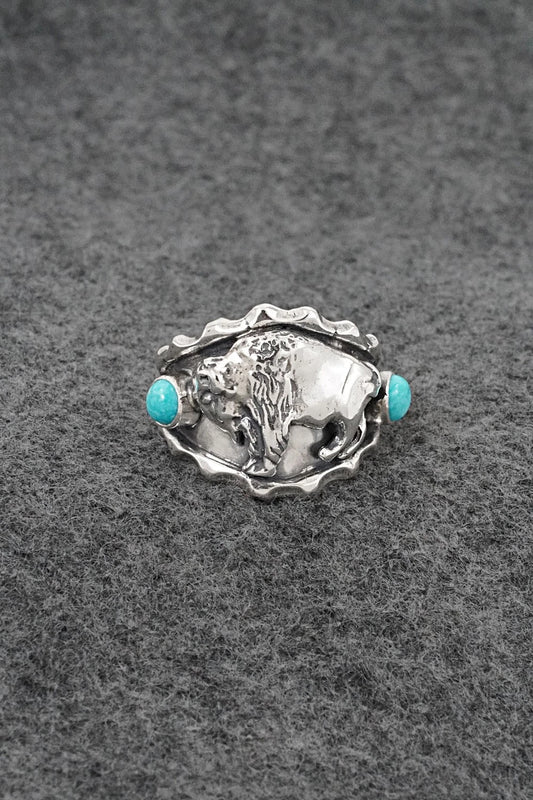 Turquoise & Sterling Silver Ring - Genevieve Francisco - Size 12.5