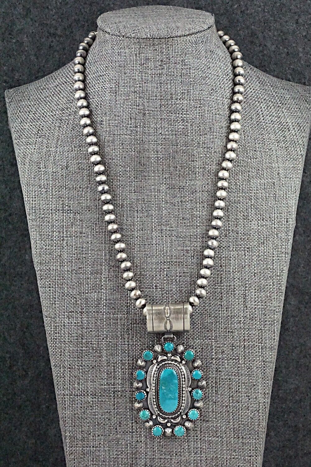 Turquoise & Sterling Silver Necklace - Tom Lewis