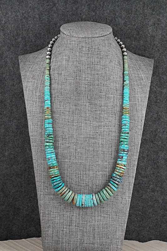 Turquoise & Sterling Silver Necklace 22" - Doreen Jake