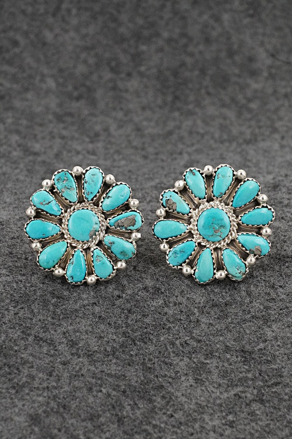 Turquoise & Sterling Silver Squash Blossom Set - Justina Wilson