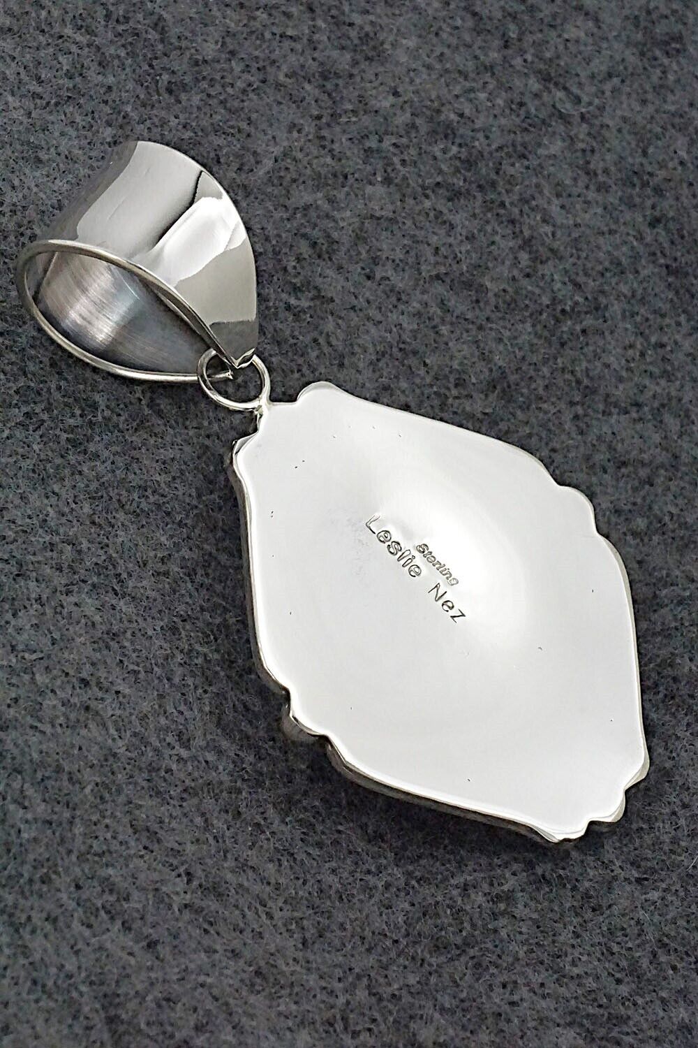 Onyx & Sterling Silver Pendant - Leslie Nez