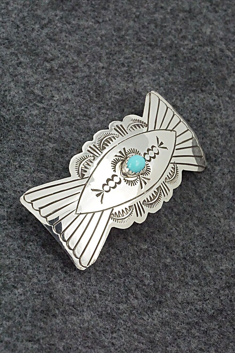 Turquoise & Sterling Silver Hair Barrette - Arlene Soce