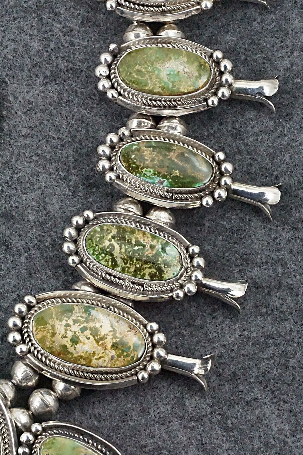 Turquoise & Sterling Silver Squash Blossom Set - Mike Platero