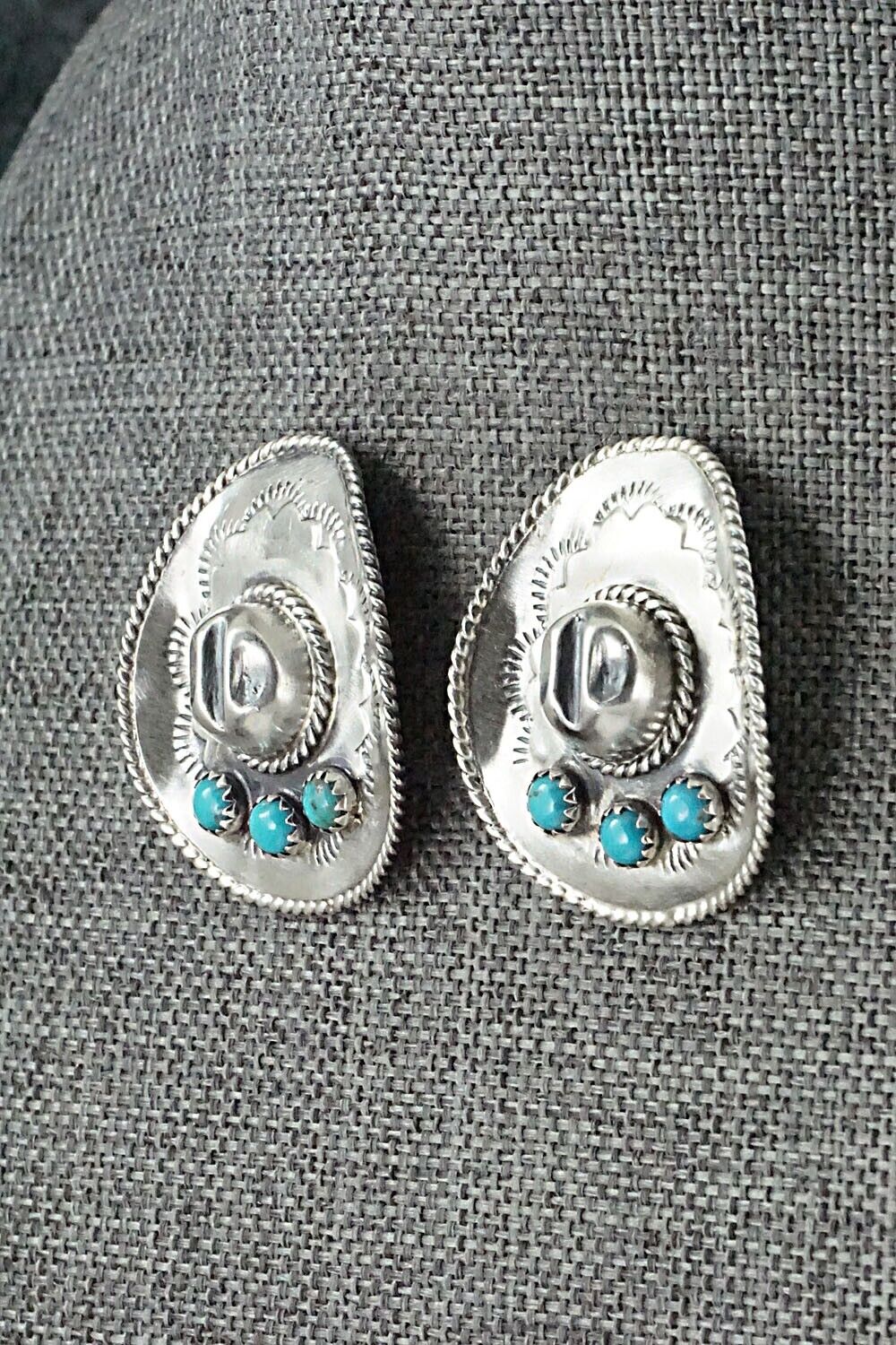 Turquoise & Sterling Silver Earrings - Bobby Platero