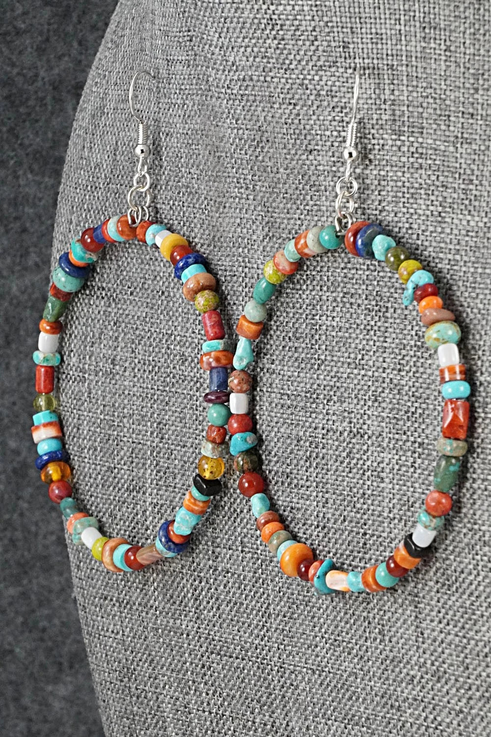 Multi-Stone & Sterling Silver Earrings - Helen Tsosie