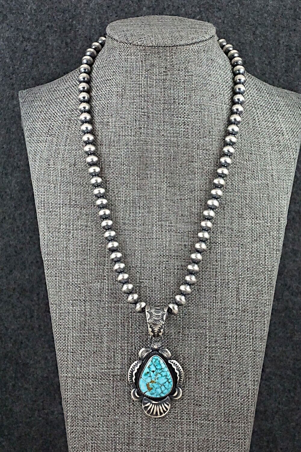Turquoise and Sterling Silver Necklace - Gilbert Tom