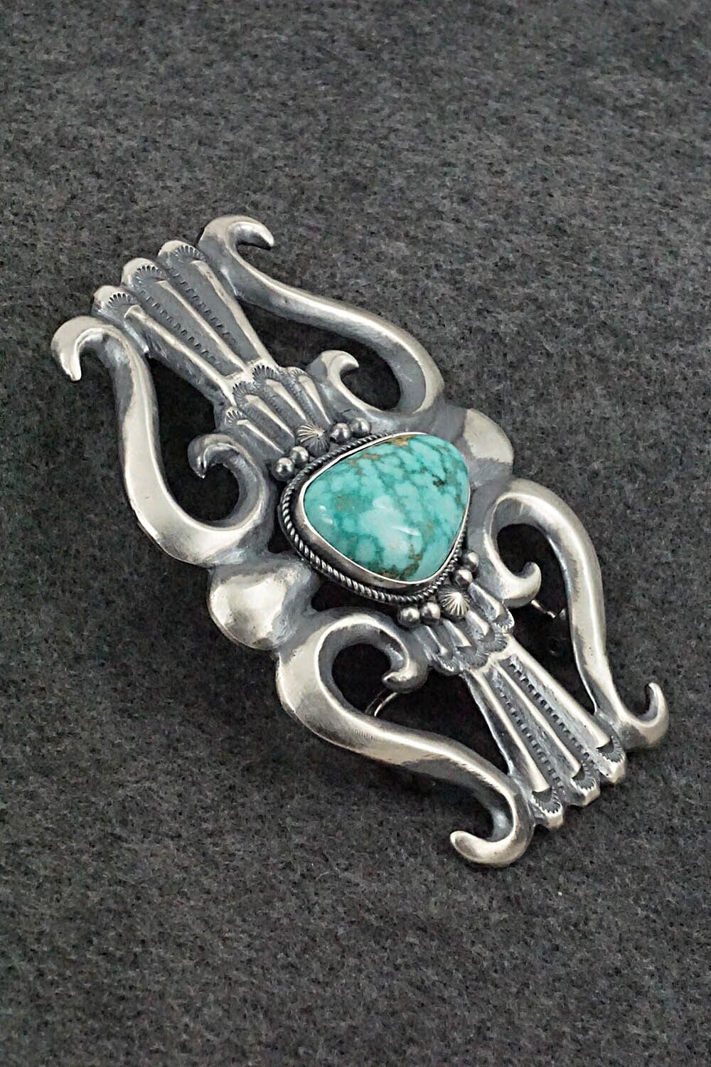 Turquoise & Sterling Silver Belt Buckle - Harrison Bitsue