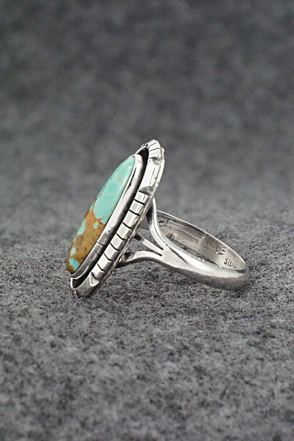 Turquoise & Sterling Silver Ring - Amos Begay - Size 8.25