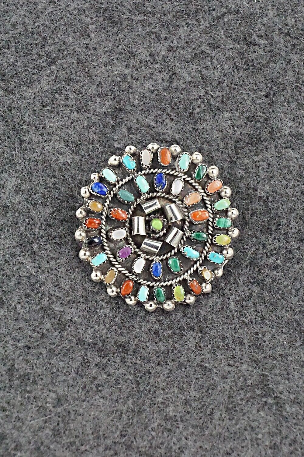 Multi-Stone & Sterling Silver Pendant/Pin - Lorencita Walela