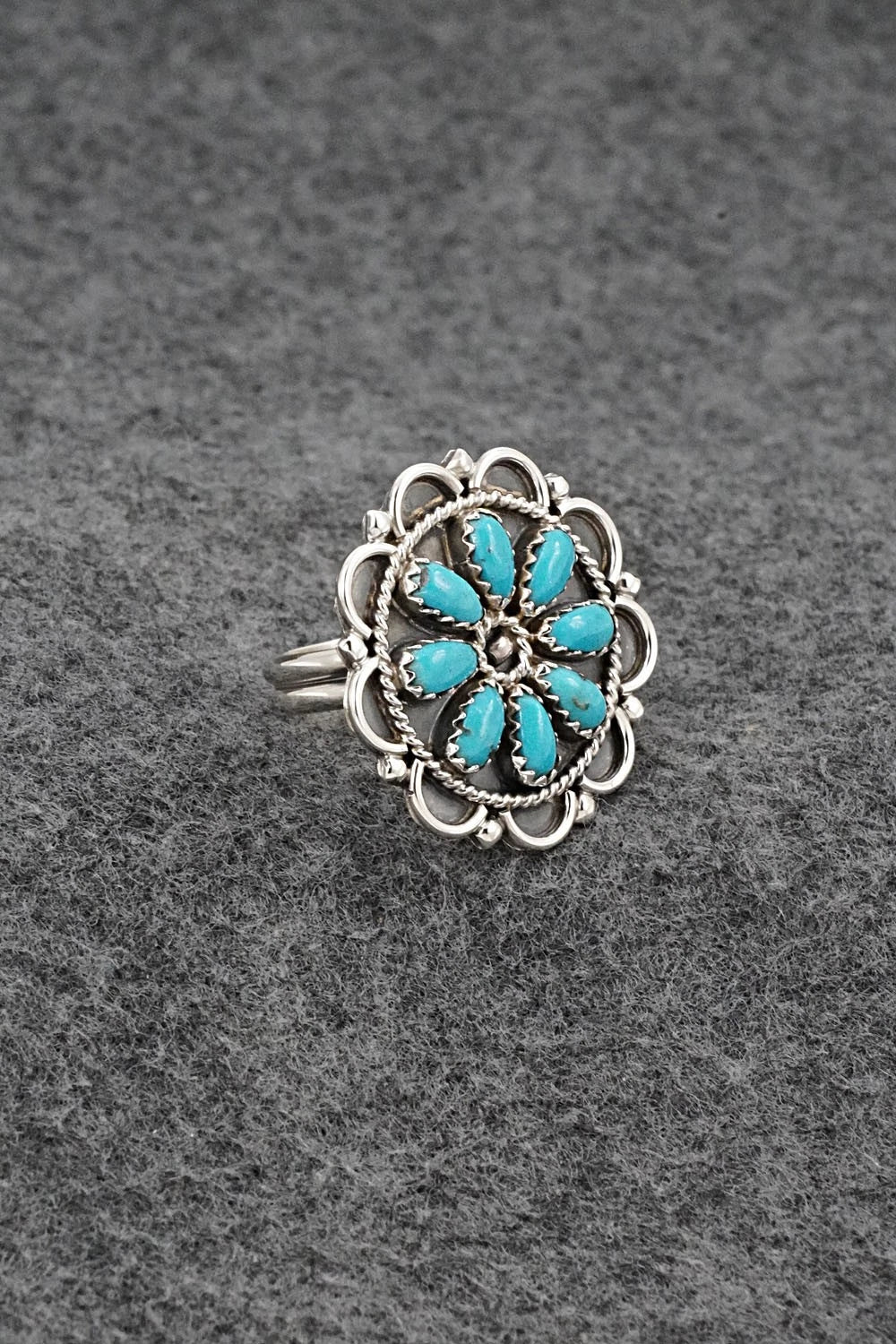 Turquoise & Sterling Silver Ring - Gerald Mitchell - Size Adjustable