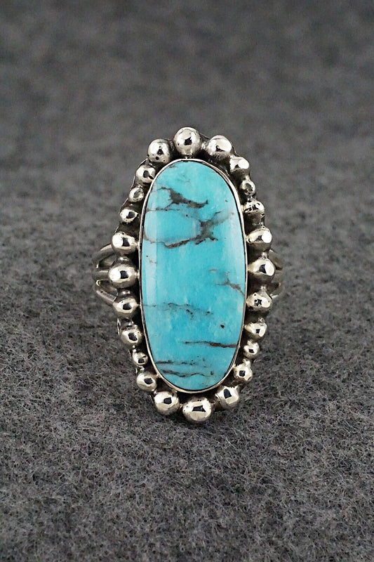 Turquoise & Sterling Silver Ring - Clarence Long - Size 9.5