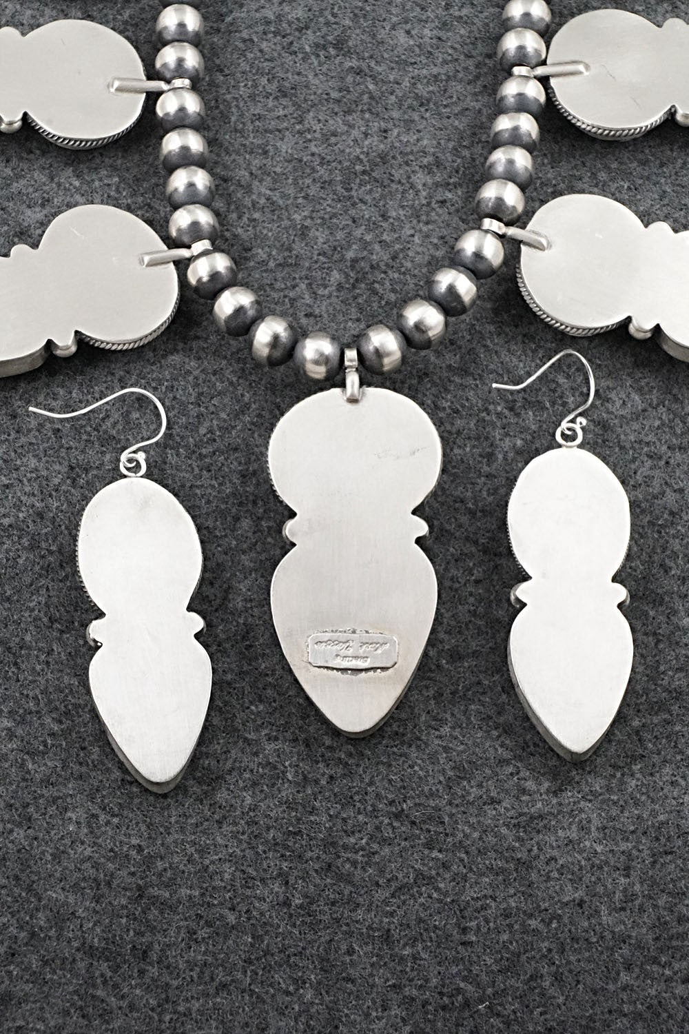 White Buffalo & Sterling Silver Necklace and Earrings Set - Mark Yazzie