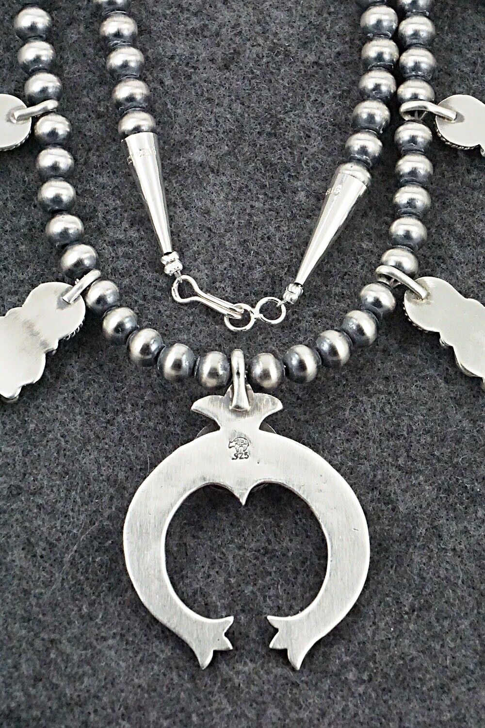 Turquoise & Sterling Silver Squash Blossom Necklace - Bobby Platero