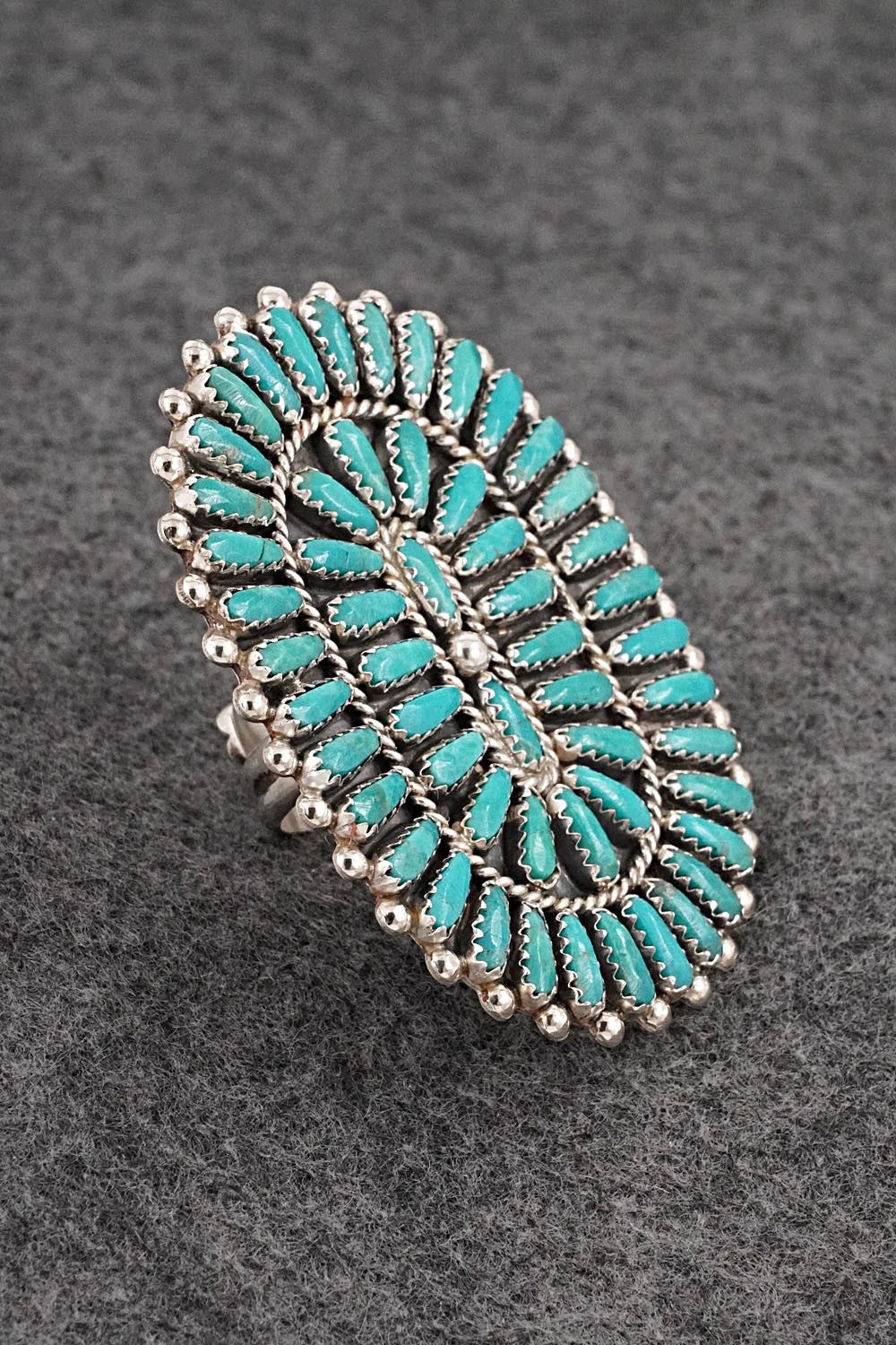 Turquoise & Sterling Silver Ring - Philena Byjoe - Size 8, Adj.