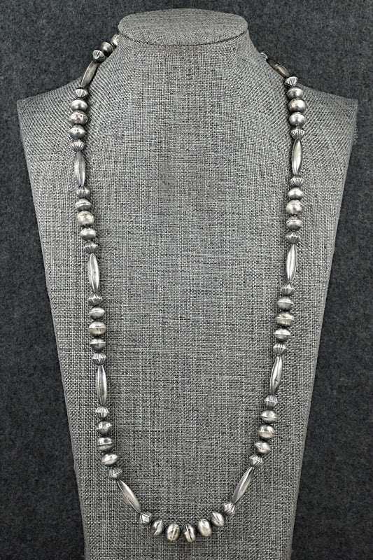 Sterling Silver Navajo Pearl Necklace 28" - Vintage
