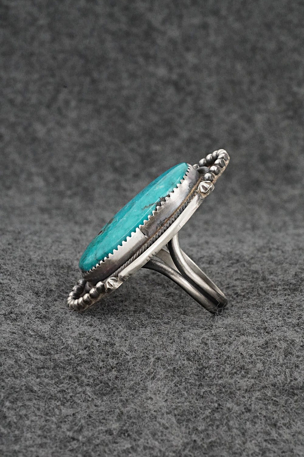 Turquoise & Sterling Silver Ring - Leslie Nez - Size 9.5