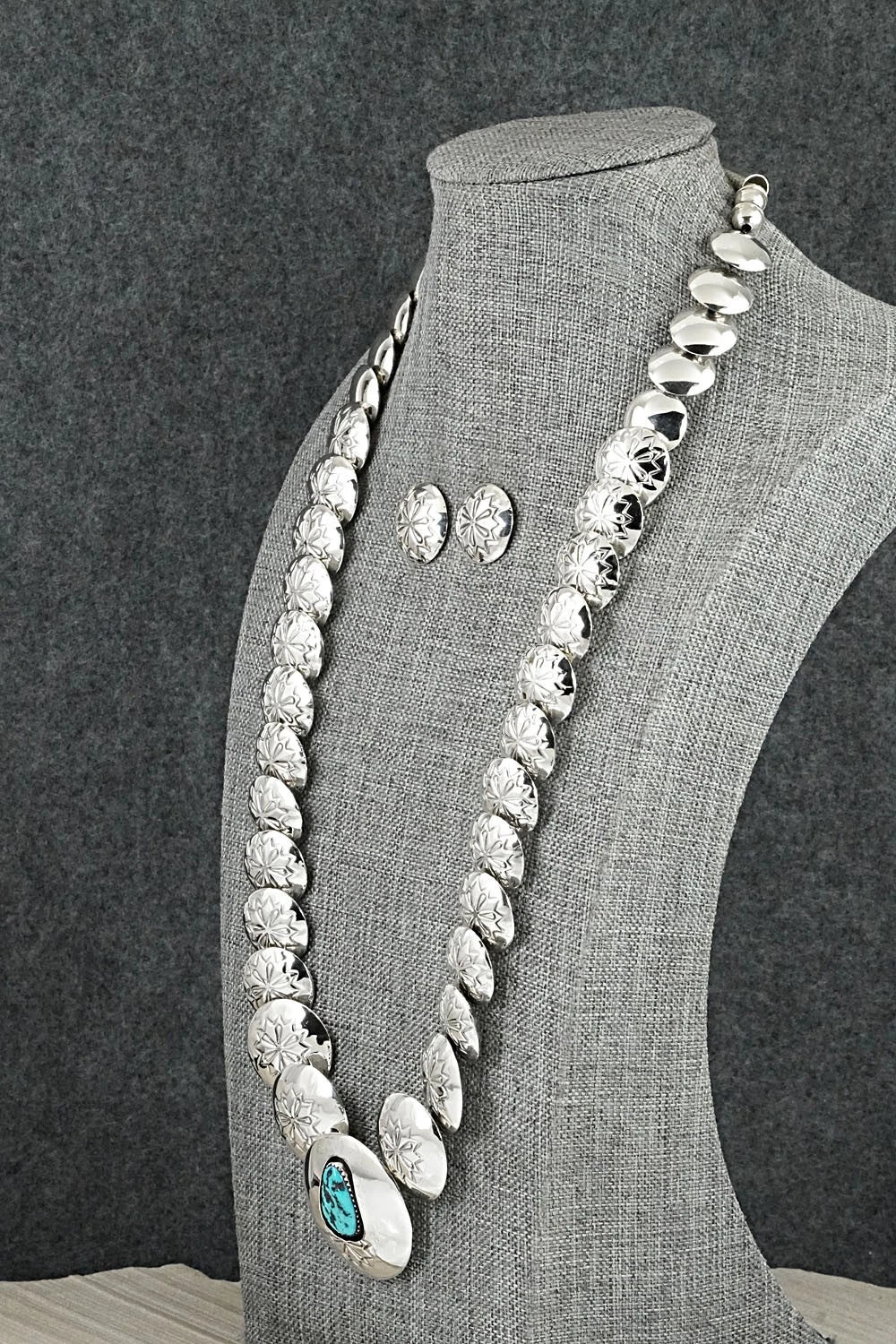 Turquoise Sterling Silver Necklace and Earrings Set - Tim Thompson