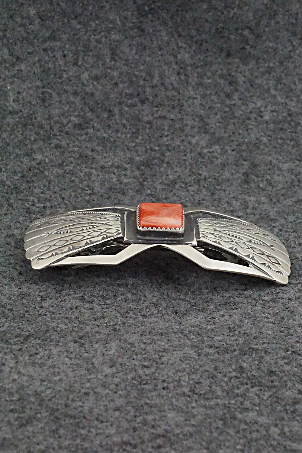 Spiny Oyster & Sterling Silver Hair Barrette - Martha Cayatineto