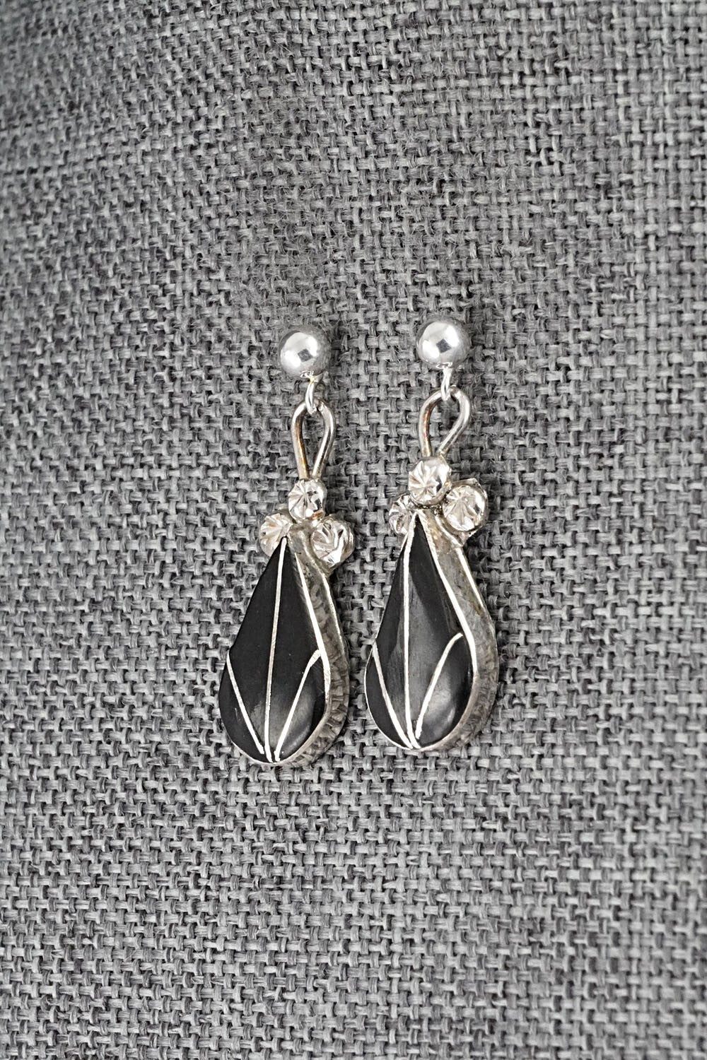 Onyx Inlay & Sterling Silver Earrings - Ola Eriacho