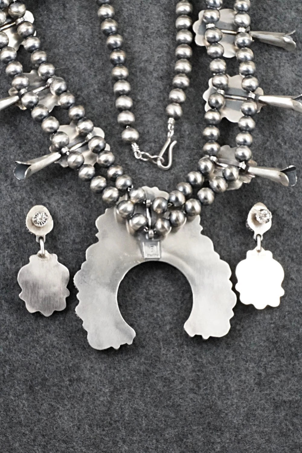 Turquoise & Sterling Silver Squash Blossom Set - Raymond Delgarito