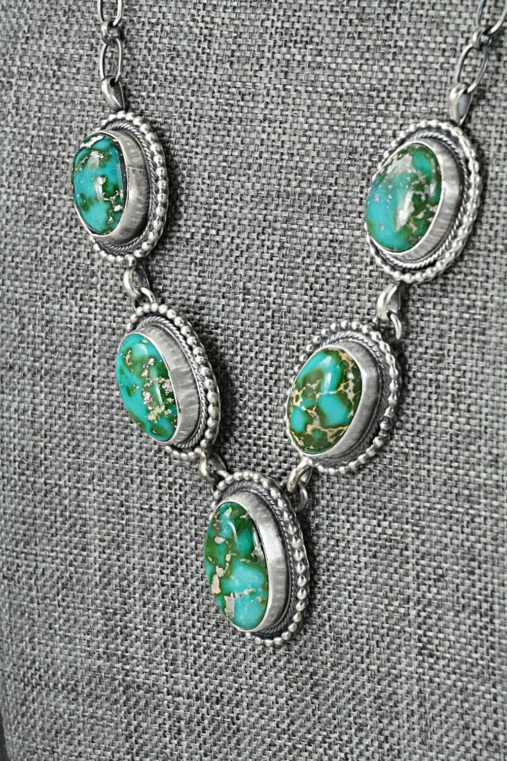 Turquoise & Sterling Silver Necklace and Earrings Set - Darrin Livingston