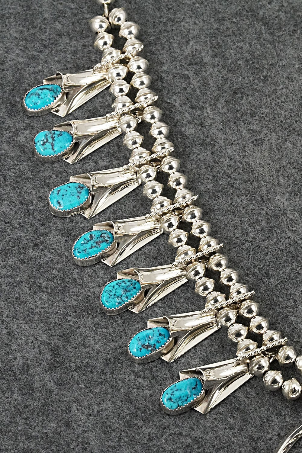 Turquoise & Sterling Silver Squash Blossom Set - Louise Yazzie
