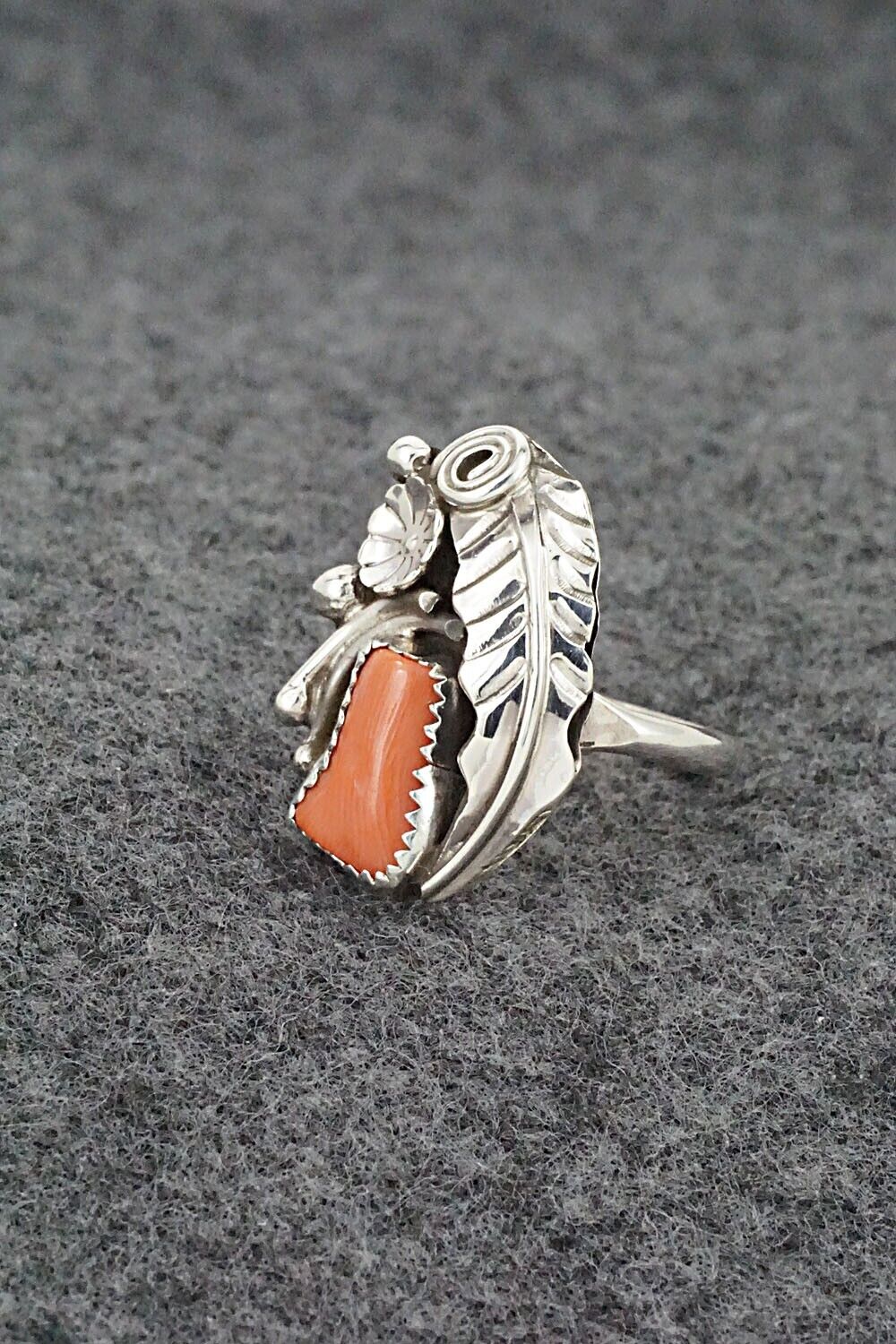 Coral & Sterling Silver Ring - Helena Martinez - Size 6.25