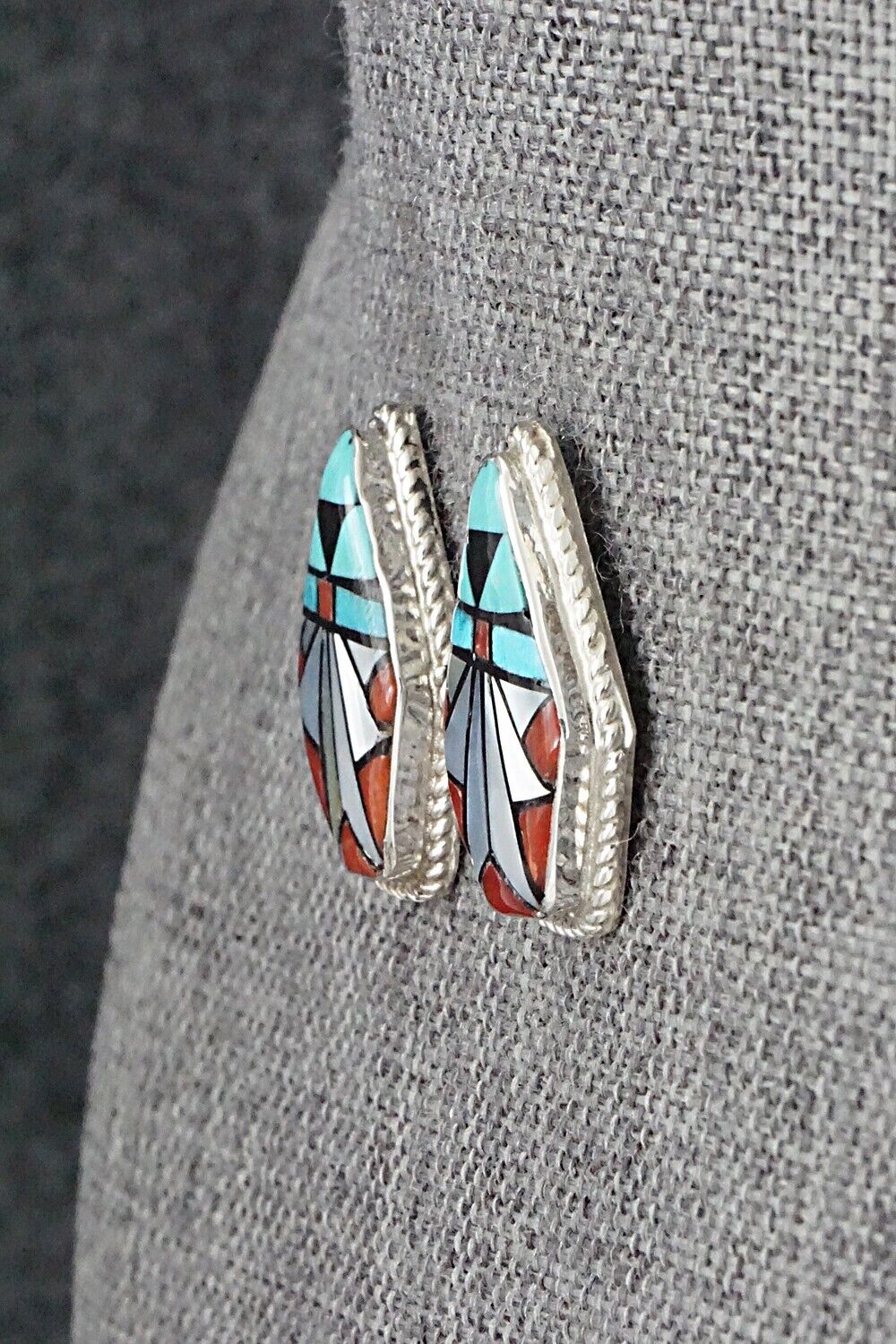 Multi-Stone Inlay & Sterling Silver Earrings - Ola Eriacho