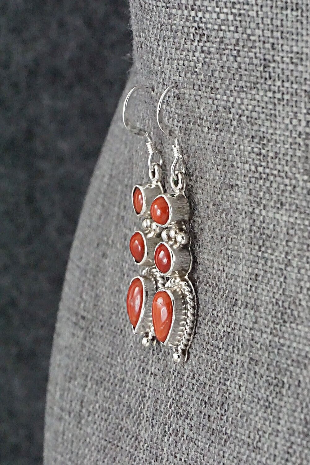 Coral & Sterling Silver Earrings - Verley Betone