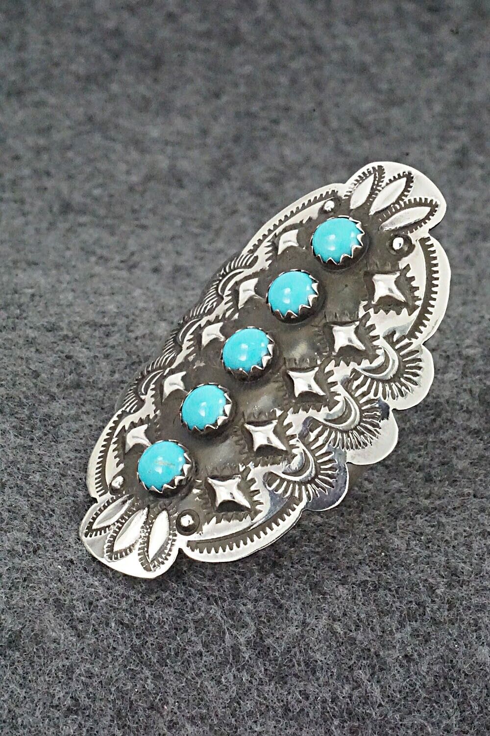 Turquoise & Sterling Silver Ring - Leander Tahe - Size 9