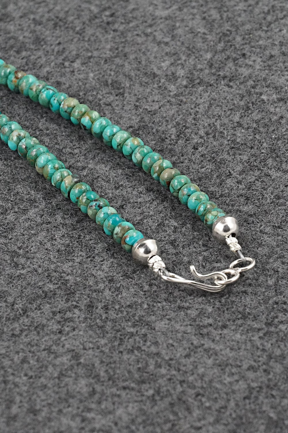 Turquoise, Spiny Oyster & Sterling Silver Necklace 19" - Helen Tsosie